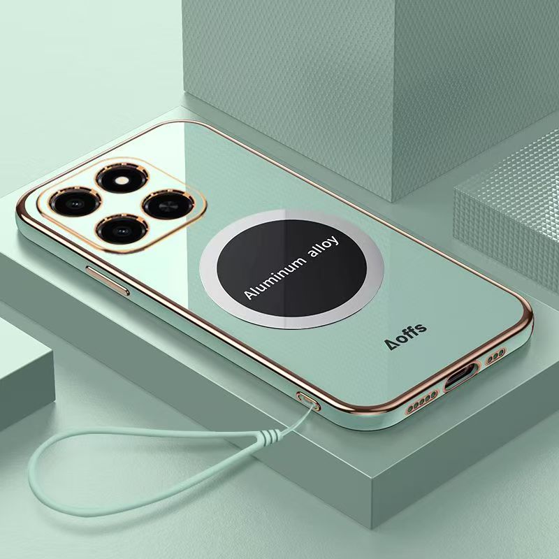 Phone Case for Honor X7D/Honor 400 Smart Shockproof Bumper 6D Straight Edge Plating Magnetic Silicone Cover