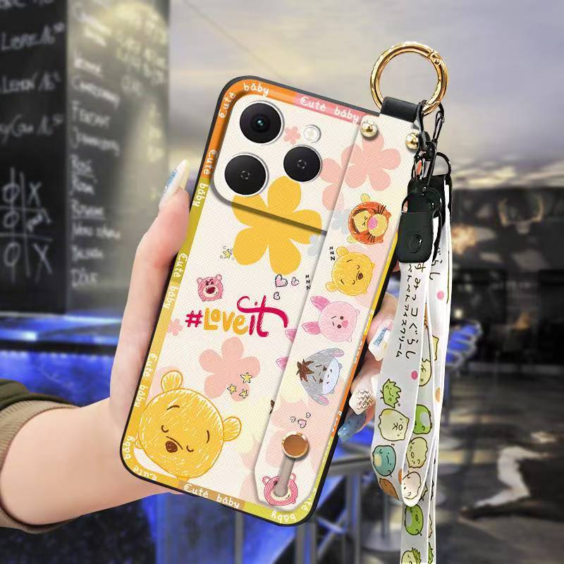 Phone Case for [ Tecno Spark 40 4G ] Cute Fashion Silicona Shockproof Cover with Pop Socket Stand