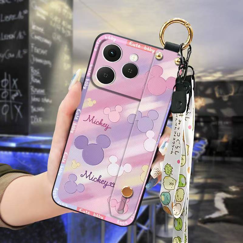 Phone Case for [ Tecno Spark 40 4G ] Cute Fashion Silicona Shockproof Cover with Pop Socket Stand