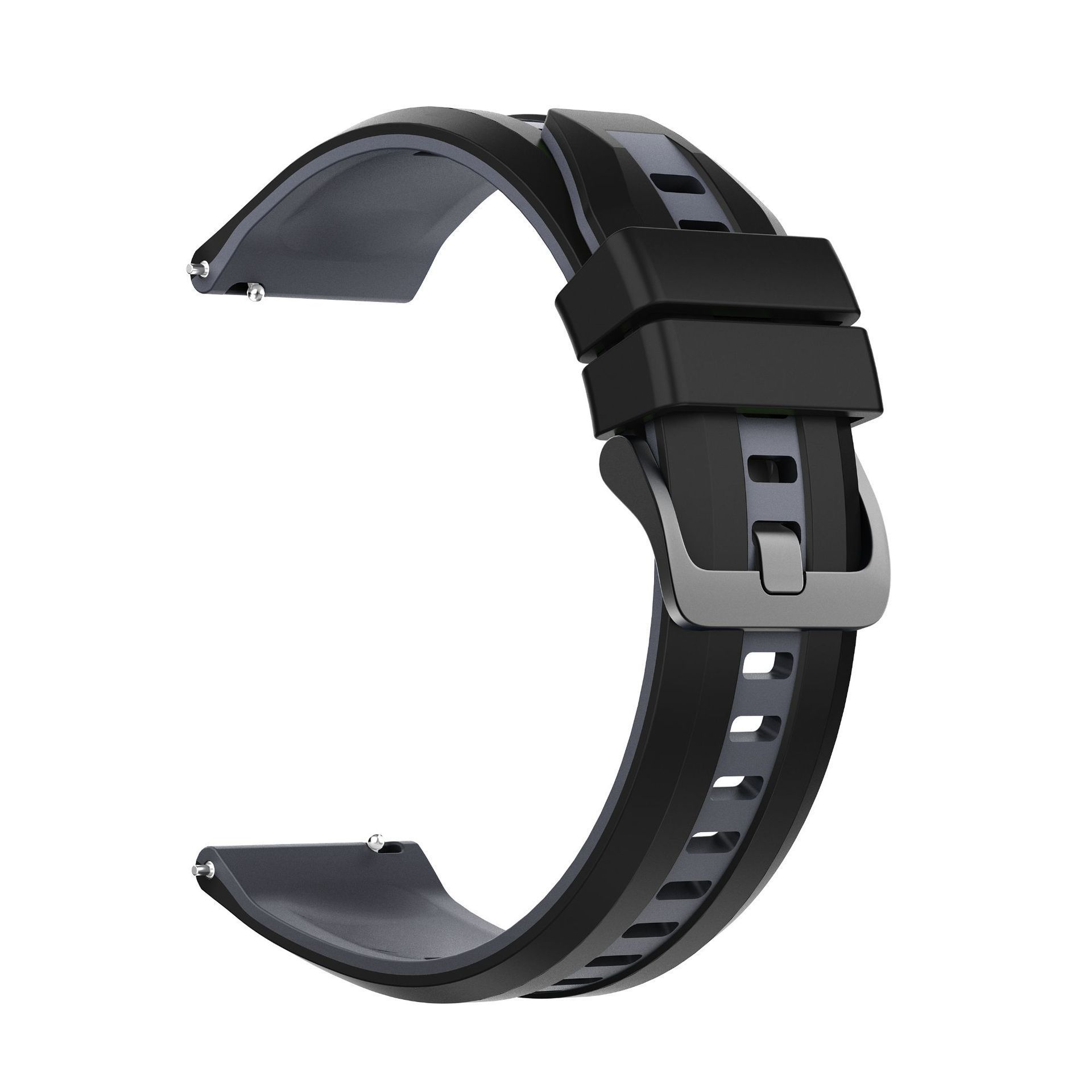 Silicone Replacement Bracelet Strap Compatible with Huawei Watch GT6 / Watch GT 6 (22MM) Dual-Color Silicone Strap with Black Steel Buckle,22mm Universal Replacement Band