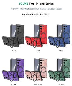 Phone Case for Infinix Note 50 Pro 4G/Note 50 4G Magnetic 360° Rotating Ring Stand Full Coverge TPU Hybrid PC Cover
