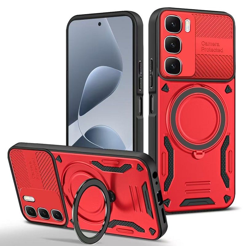 Phone Case for Infinix Hot 60i (X6728, X6728B), Infinix Hot 60 (X6726)  Magnetic 360° Rotating Ring Stand Full Coverge TPU Hybrid PC Cover