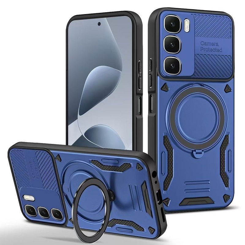 Phone Case for Infinix Hot 60i (X6728, X6728B), Infinix Hot 60 (X6726)  Magnetic 360° Rotating Ring Stand Full Coverge TPU Hybrid PC Cover
