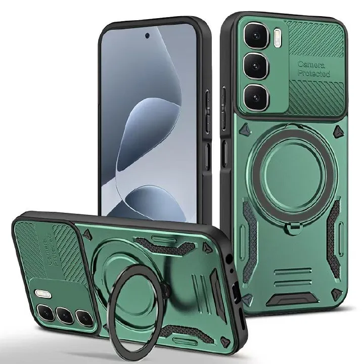 Phone Case for Infinix Hot 60i (X6728, X6728B), Infinix Hot 60 (X6726)  Magnetic 360° Rotating Ring Stand Full Coverge TPU Hybrid PC Cover