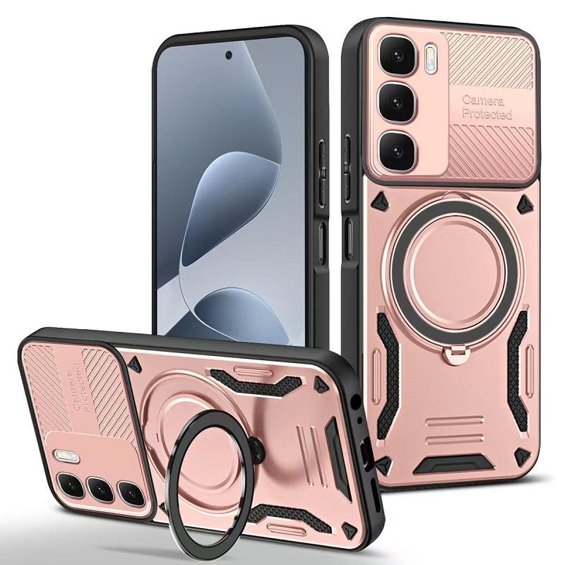 Phone Case for Infinix Hot 60i (X6728, X6728B), Infinix Hot 60 (X6726)  Magnetic 360° Rotating Ring Stand Full Coverge TPU Hybrid PC Cover