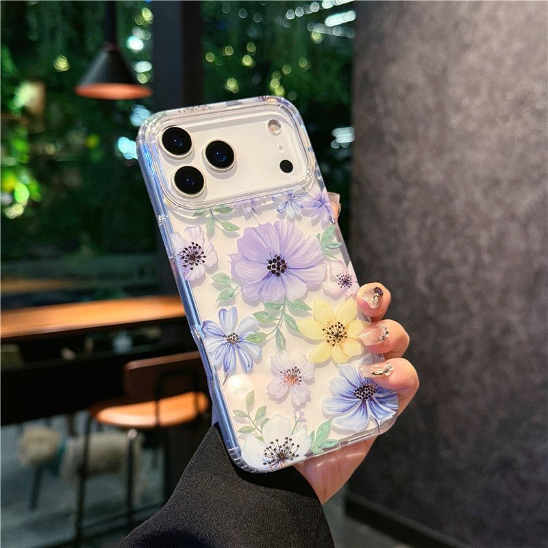 Luxury Fashion Colorful Flowers Transparent Phone Case for iPhone 17 Pro Max 17 Air 16e 16 Pro Max 15 16 Plus 14 13 12 Pro Max Ultra High Quality Back Cover