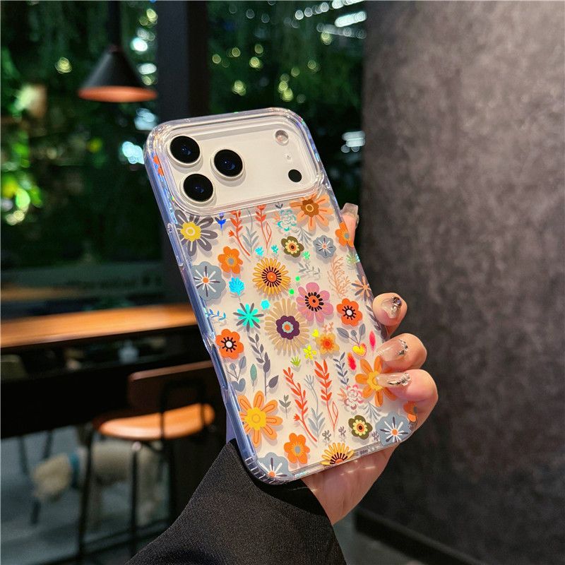 Luxury Fashion Colorful Flowers Transparent Phone Case for iPhone 17 Pro Max 17 Air 16e 16 Pro Max 15 16 Plus 14 13 12 Pro Max Ultra High Quality Back Cover