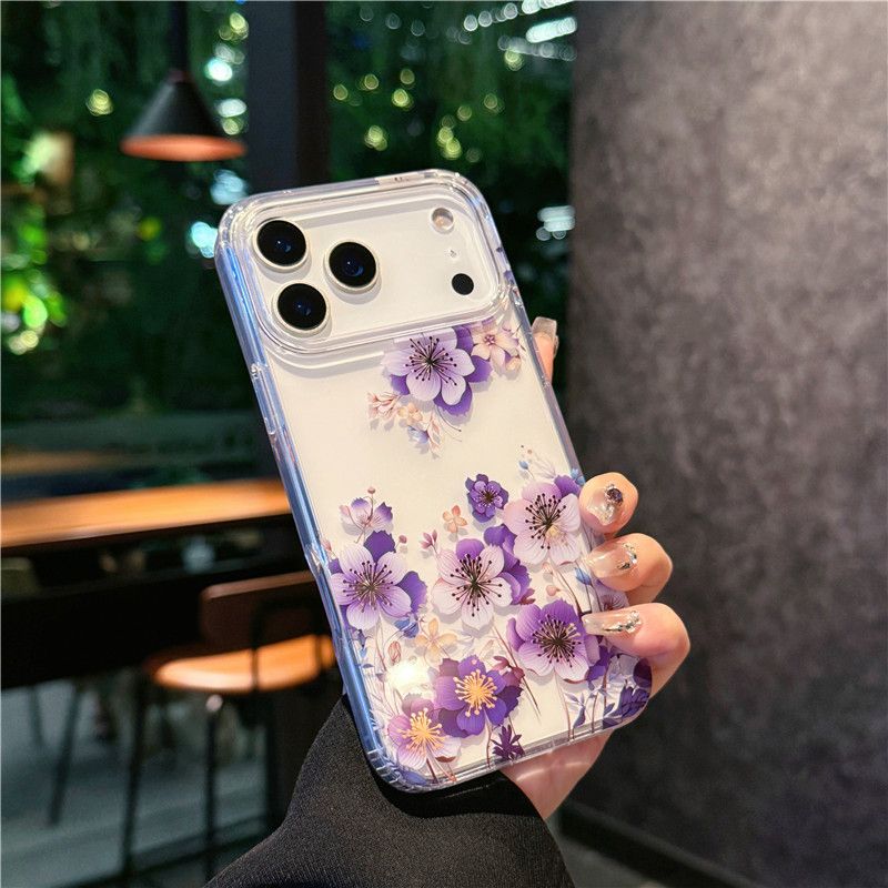 Luxury Fashion Colorful Flowers Transparent Phone Case for iPhone 17 Pro Max 17 Air 16e 16 Pro Max 15 16 Plus 14 13 12 Pro Max Ultra High Quality Back Cover