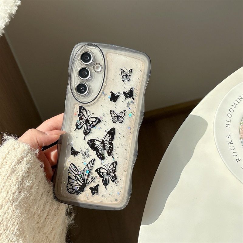Phone Case for Samsung Galaxy A56 A36 A26 A16 A06 A05 A15 A25 A55 A54 A34 A24 A14 5G Soft TPU Glitter Stars Clear Butterfly Wave Edges Cover