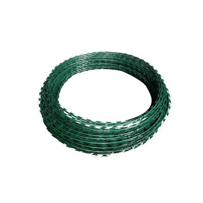 Green electric fence razor wire