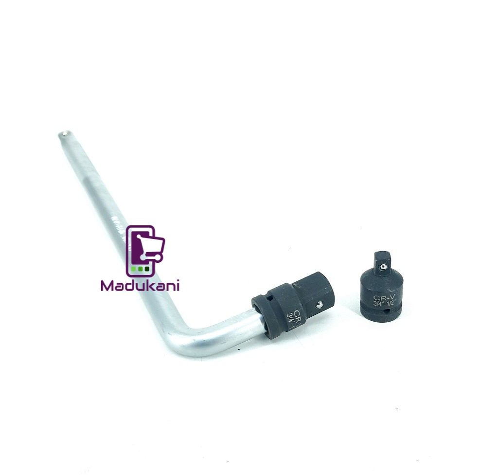 ¾ inch L Handle with ½ inch and 1 inch Impact Socket Wrench Adapters