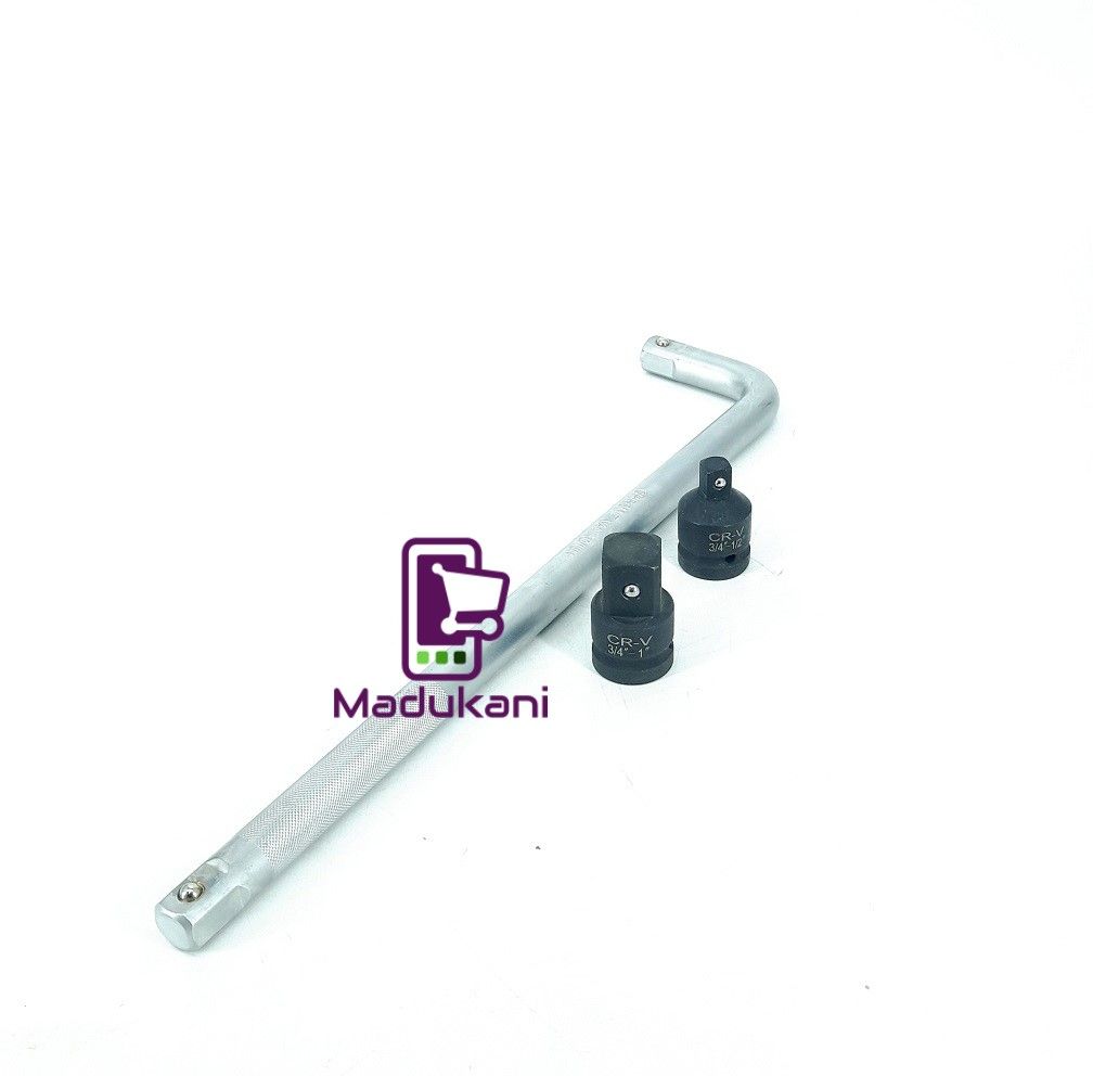 ¾ inch L Handle with ½ inch and 1 inch Impact Socket Wrench Adapters