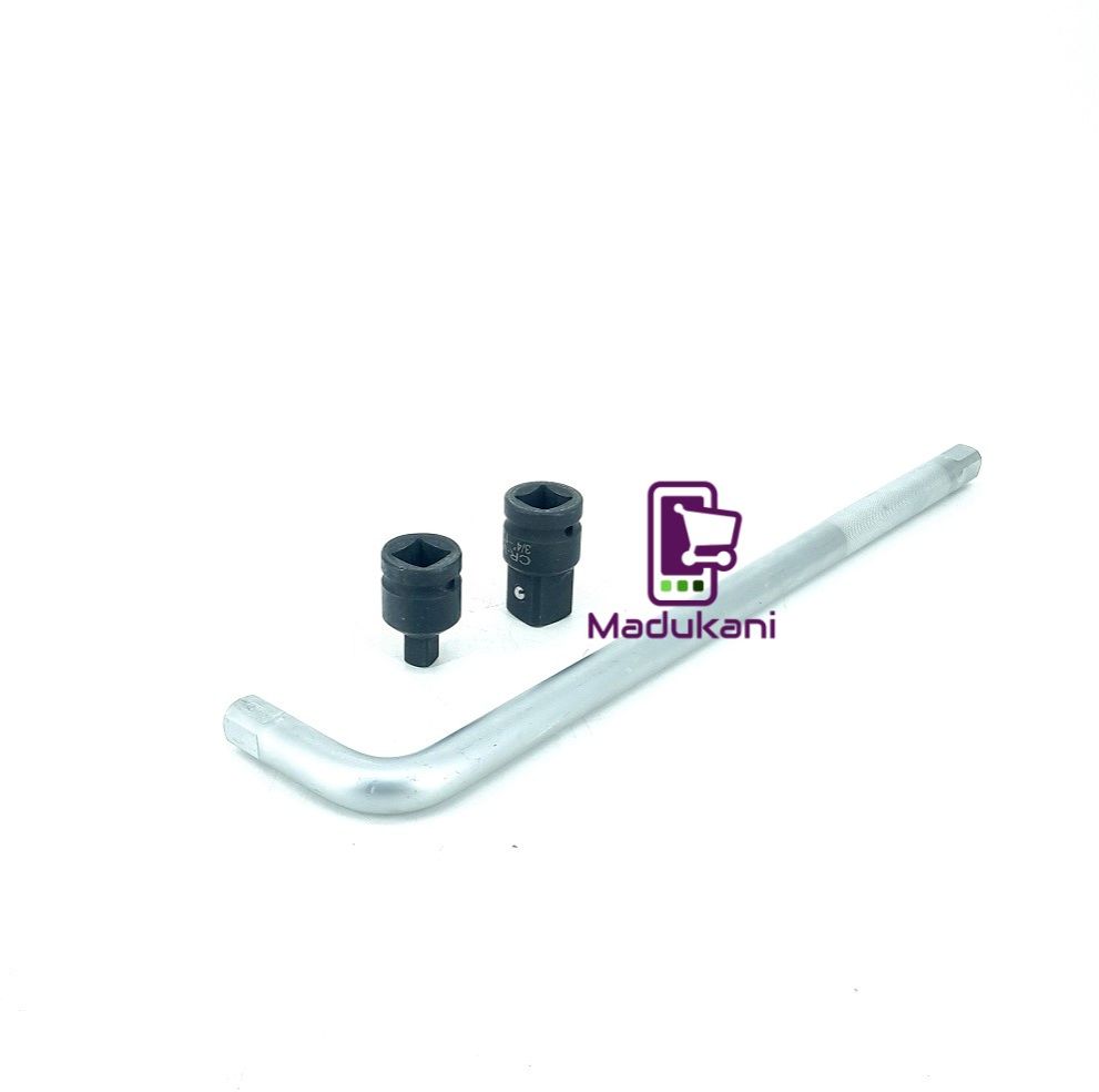 ¾ inch L Handle with ½ inch and 1 inch Impact Socket Wrench Adapters