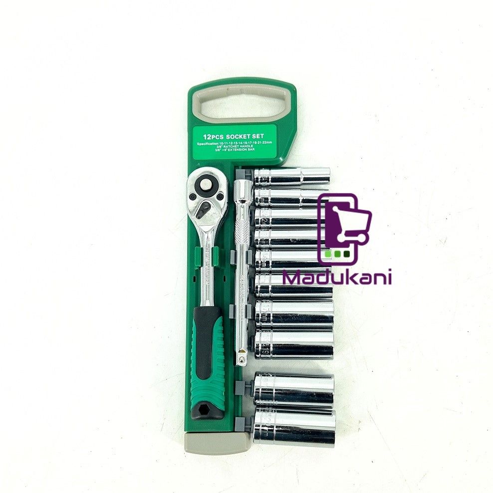 12PCS  ⅜ Inch Ratchet Deep Socket Box Spanner Set