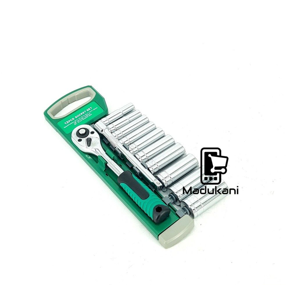 12PCS  ⅜ Inch Ratchet Deep Socket Box Spanner Set