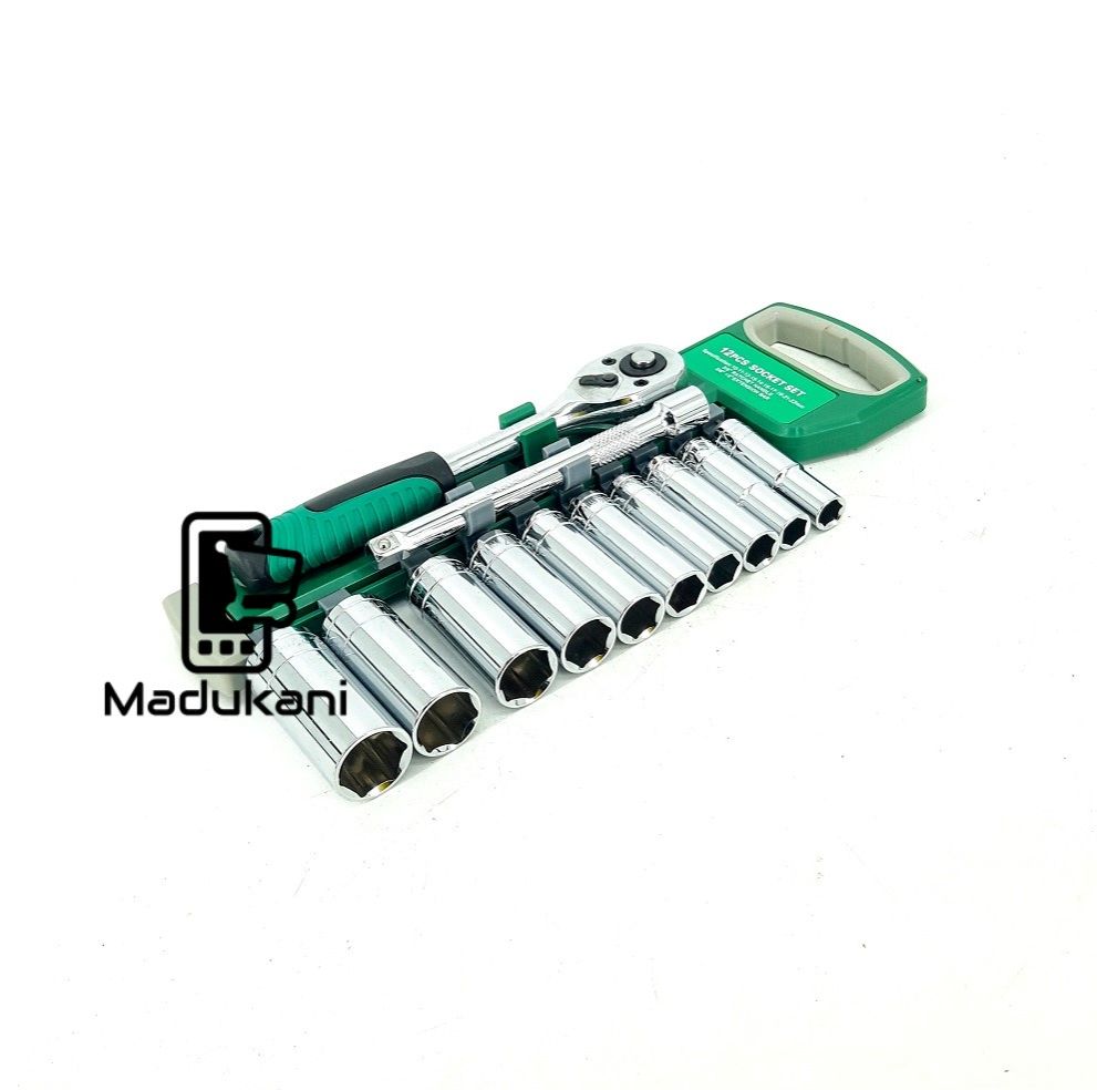 12PCS  ⅜ Inch Ratchet Deep Socket Box Spanner Set
