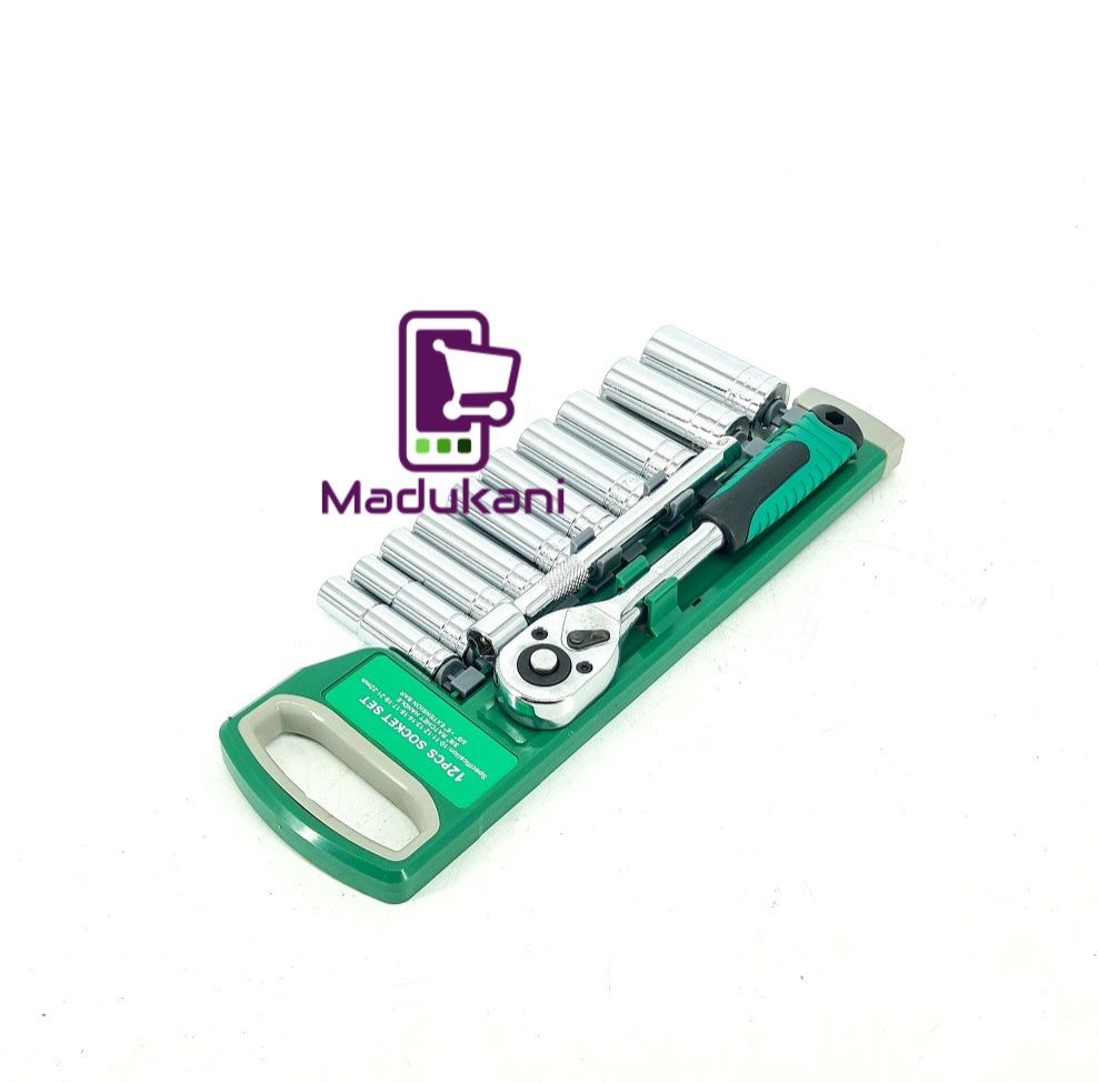 12PCS  ⅜ Inch Ratchet Deep Socket Box Spanner Set
