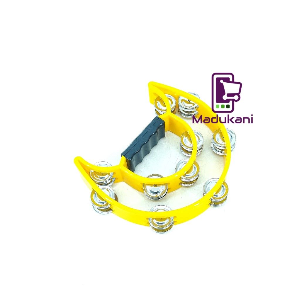 Half Moon Double Row Tambourine with Ergonomic Handle Grip