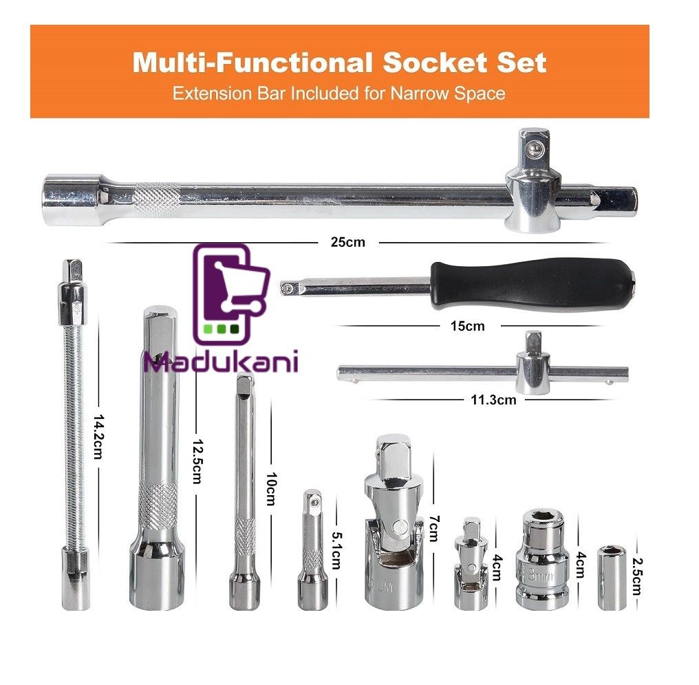 82PCS Chrome Vanadium ½ inch  and ¼ inch Ratchet Set Tool Kit