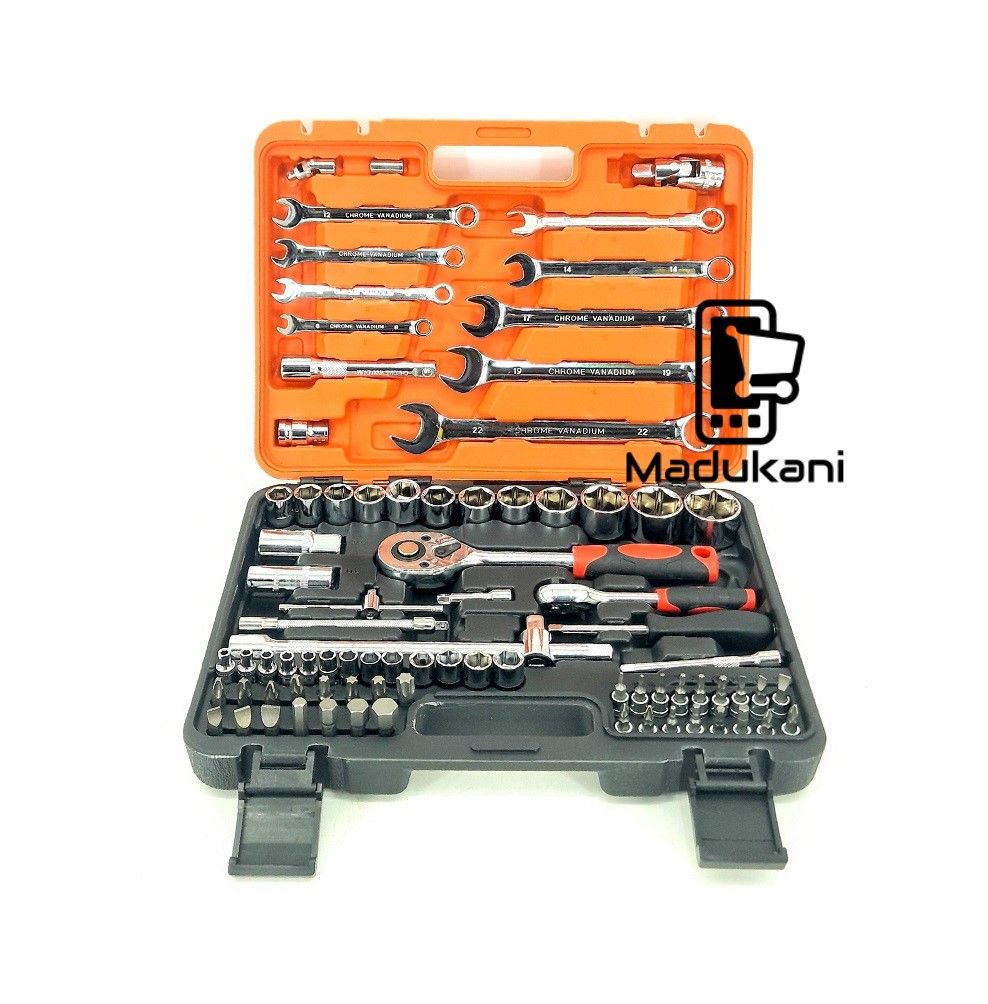 82PCS Chrome Vanadium ½ inch  and ¼ inch Ratchet Set Tool Kit