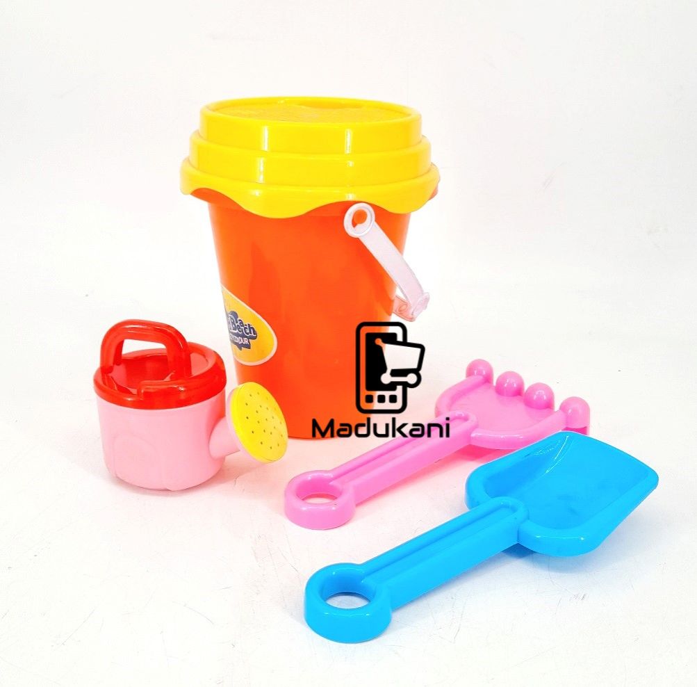 4PCS Beach Sand Toy Set with Beach Bucket, Mini Watering Can, Shovel and Rake