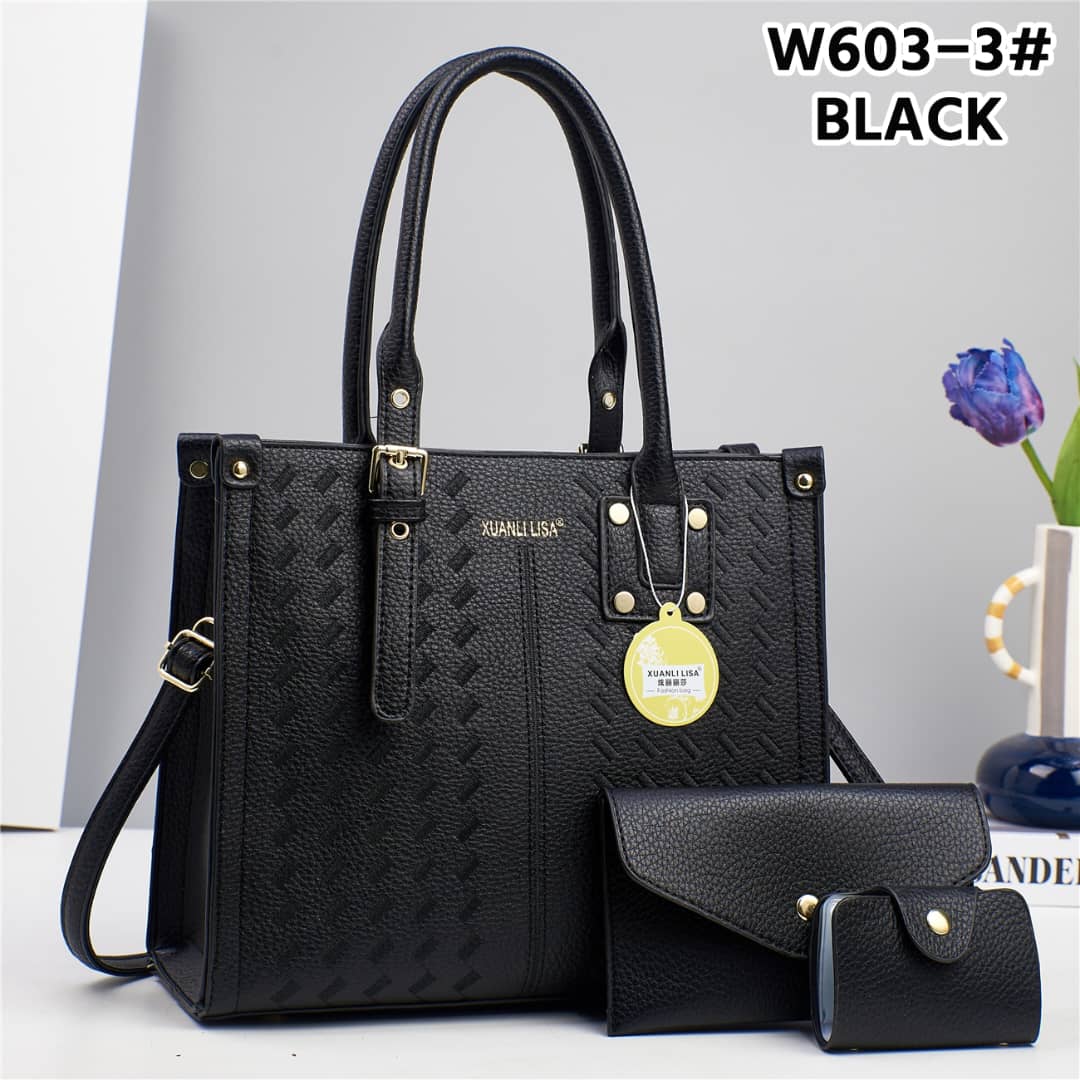 🌟 PREMIUM OFFER 🌟 - 3 IN 1 Classy Quality Fashion Lady Simple Shoulder Bag Classic Handbag PU Leather At Affordable Price