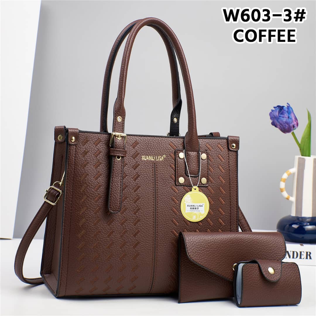 🌟 PREMIUM OFFER 🌟 - 3 IN 1 Classy Quality Fashion Lady Simple Shoulder Bag Classic Handbag PU Leather At Affordable Price