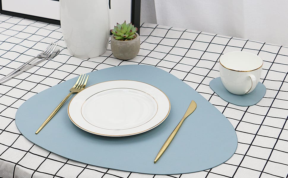 [ LOW PRICE+ ADDED OFFERS 🤩🤩✨ !!! ] 12pcs Brand New Very Quality Affordable  Leather table mats (6pcs tablemats & 6pcs coaster )