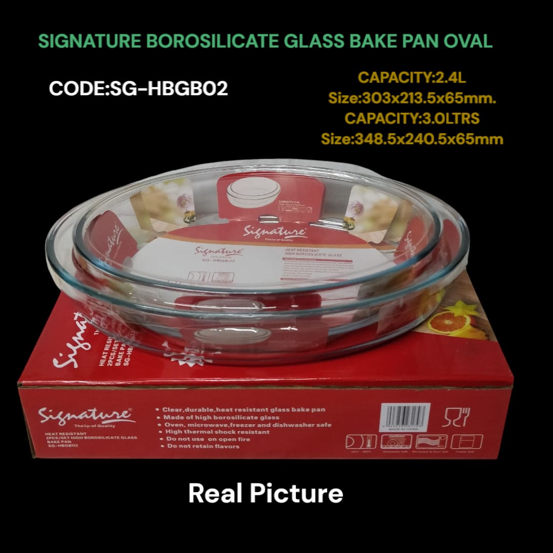 [ MAKES IT EASY AND SAVE COSTS😍😍✨!!!! ]  2Pcs Classy Very Quality Signature borosilicate glass bake pan Oval at Affordable Price