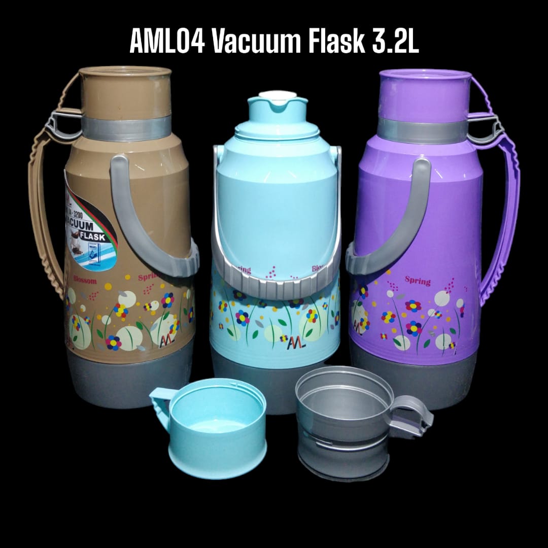 [ MAKES IT EASY AND SAVES COSTS 🤩🤩✨ !!! ]  1Pc Classy Brand New High Quality Stylish & Portable AML04 Plastic Body Glass Refill Thermos Flask  3.2L at Affordable Price