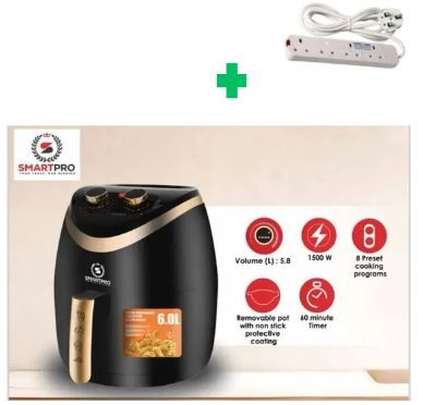 [🔥SPECIAL LIMITED OFFER🔥 🥑🌽ONLY AT KILIMALL !!! ] 1Pc  Brand New Very Quality Durable & Stylish SAF-232B SMARTPRO AIR FRYER  Capacity 6 litres ..That Comes With Free 4way extension