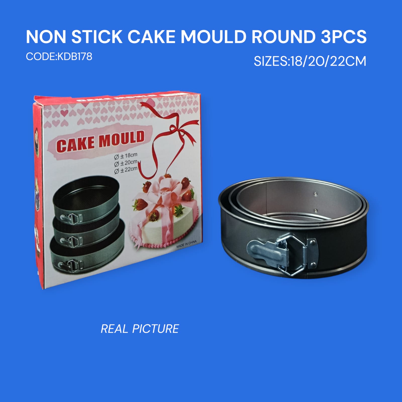 🚀 HOT DEAL 🚀 CODE: KDB178 – Non-Stick Cake Mould Set (3pcs, Round) – Durable Baking Pans for Cakes & Desserts Affordable Price