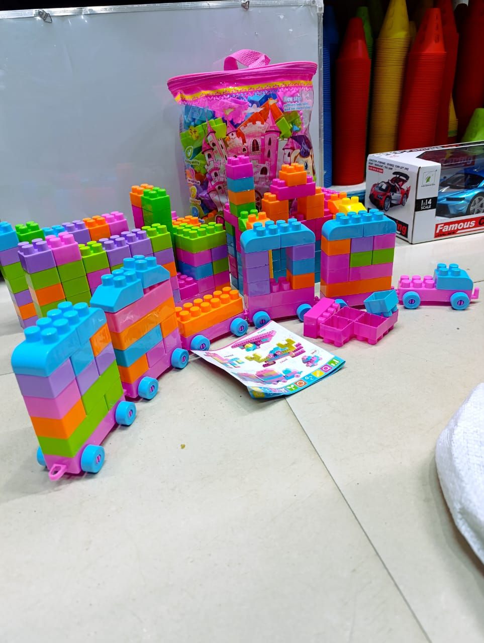 🌟 BEST SELLER DEAL 🌟 - 1 PC 170-PIECE BLOCK SET 🧱✨ WITH WHEELS, FUN FOR KIDS & BUILDERS, CREATIVE PLAY, EDUCATIONAL TOY 🧱