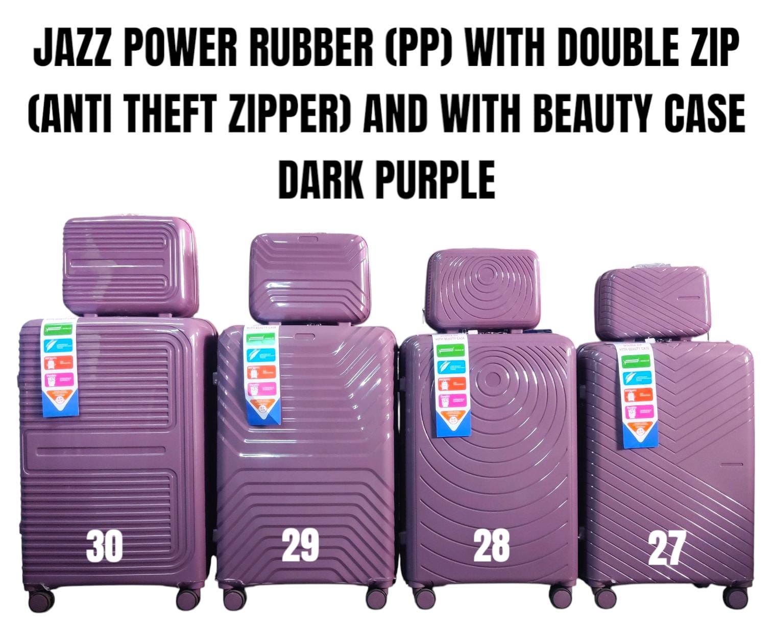🥇 ⚡ FLASH OFFER ⚡  🥇 - a 1 PC JAZZ POWER PP (RUBBER) SUITCASE WITH DOUBLE ZIP (ANTI THEFT ZIP) AND WITH BEAUTY CASE Size 28 at an affordable price