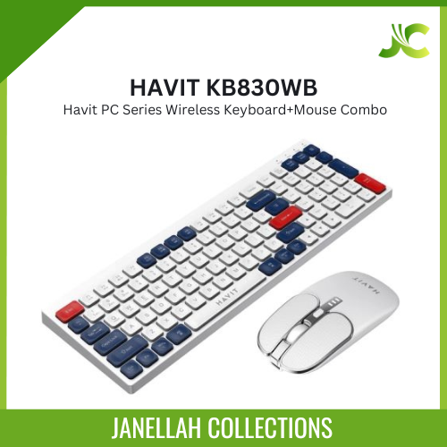 [Christmas Clearance Sale] Havit PC Series Wireless Keyboard+Mouse Combo, model KB830WB, dual-mode connectivity, switch between different devices like a PC, laptop, or tablet effortlessly