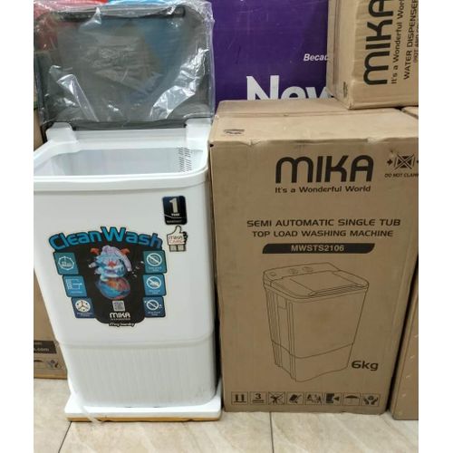 MIKA 6 kg Semi-Automatic Single‑Tub Washing Machine (MWSTS2106)