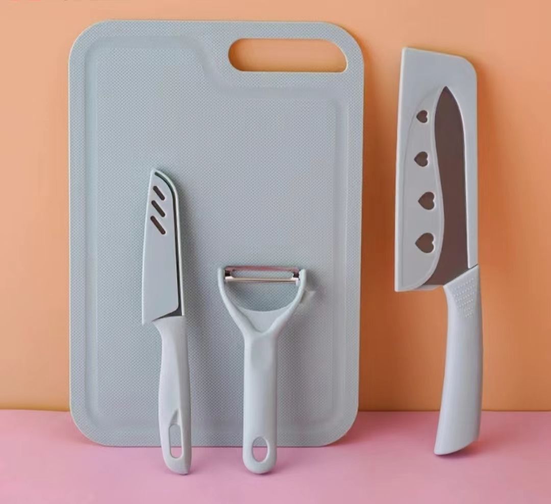 Household kitchen knife set 4 pieces kitchen knife chopping board fruit knife peeling knife