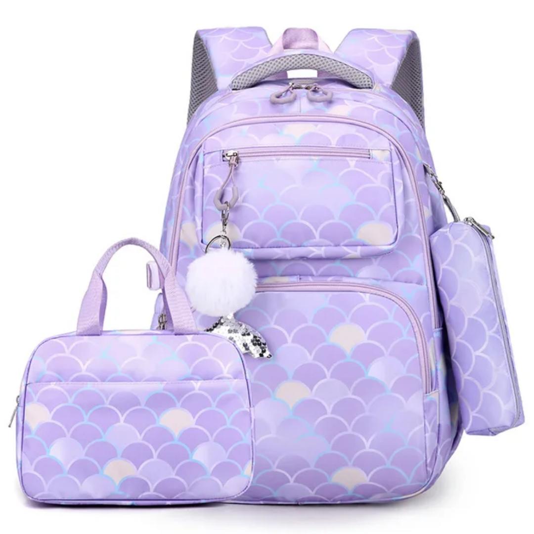 High quality, waterproof  backpack with insulated lunch box bag  and pencil/pen cas for school children