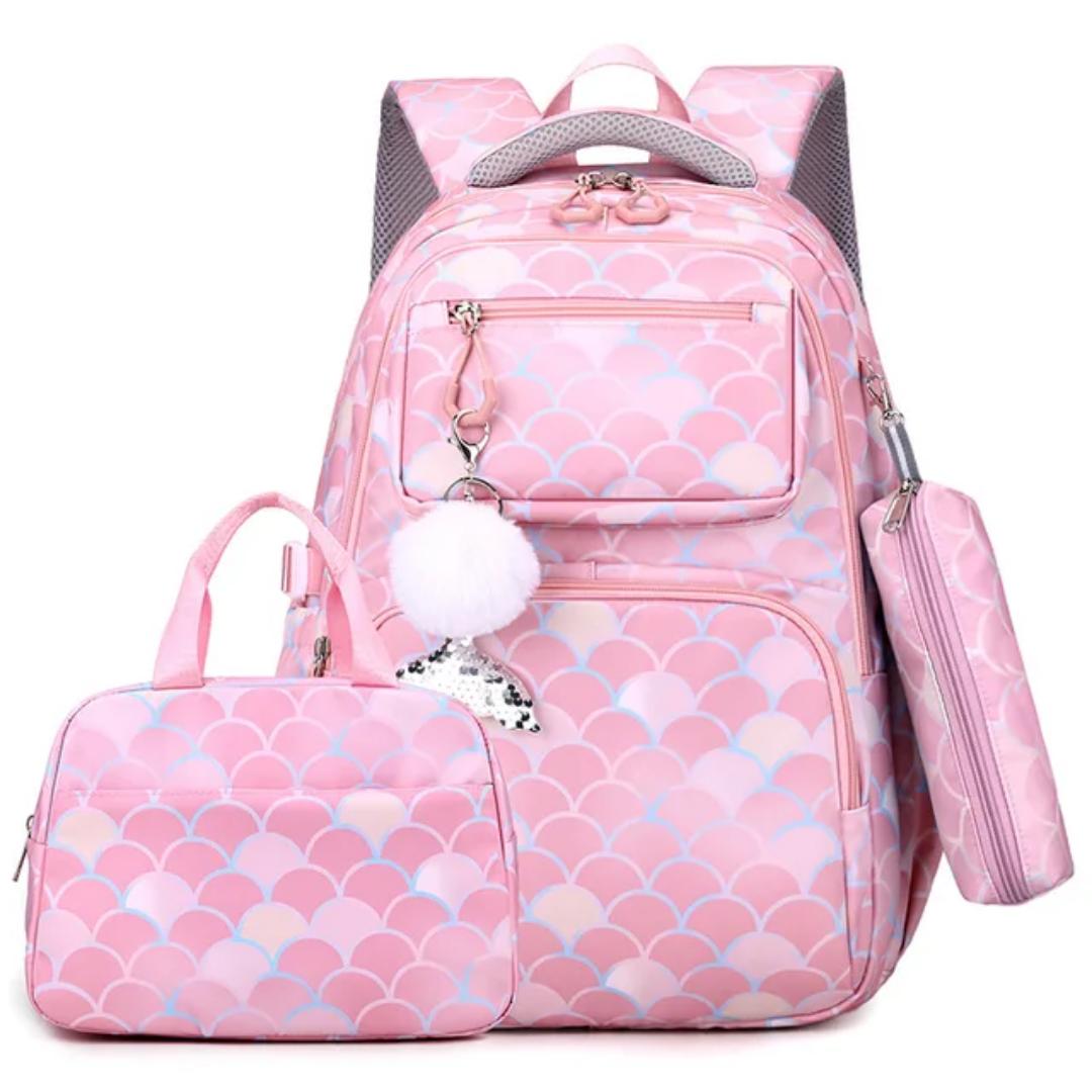 High quality, waterproof  backpack with insulated lunch box bag  and pencil/pen cas for school children