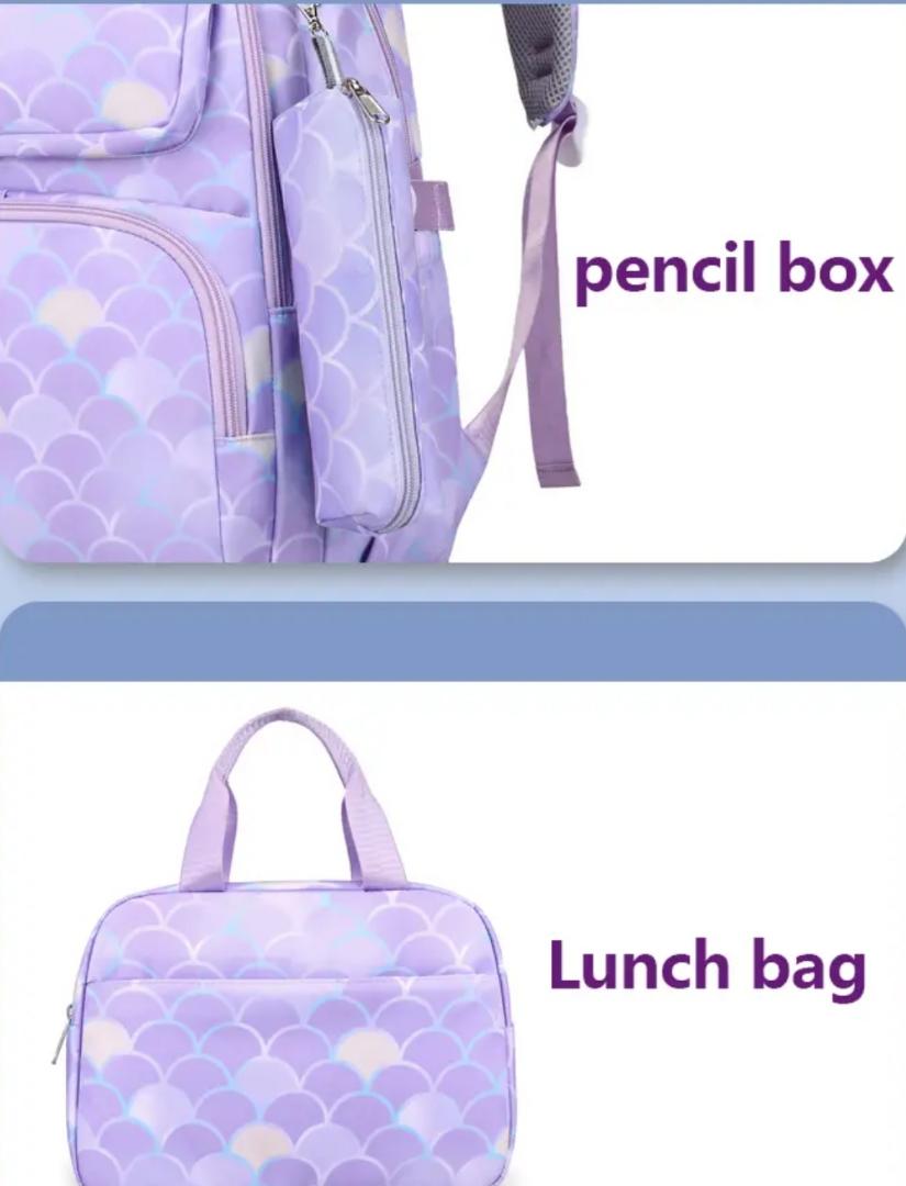 High quality, waterproof  backpack with insulated lunch box bag  and pencil/pen cas for school children