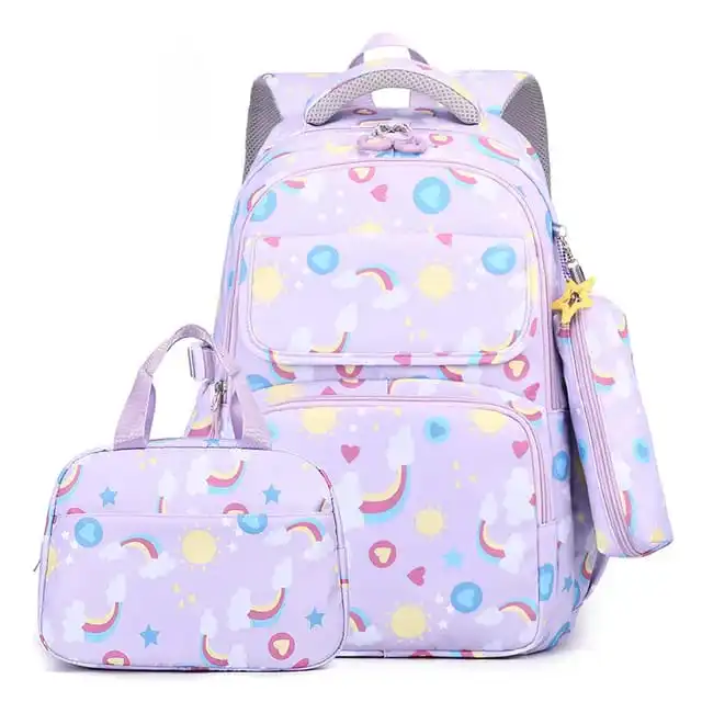 High quality, waterproof  backpack with insulated lunch box bag  and pencil/pen cas for school children