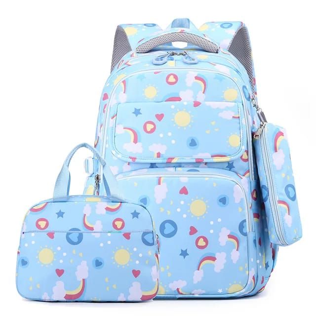 High quality, waterproof  backpack with insulated lunch box bag  and pencil/pen cas for school children