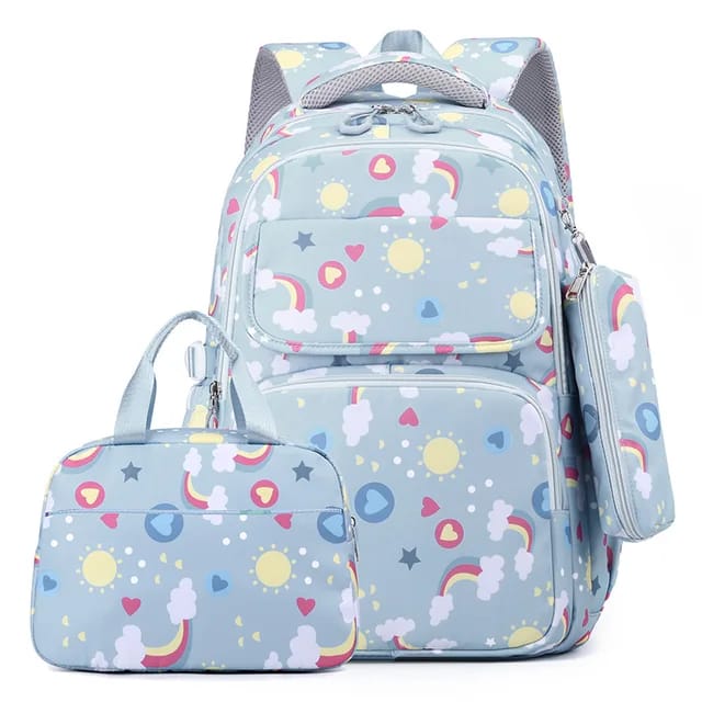 High quality, waterproof  backpack with insulated lunch box bag  and pencil/pen cas for school children