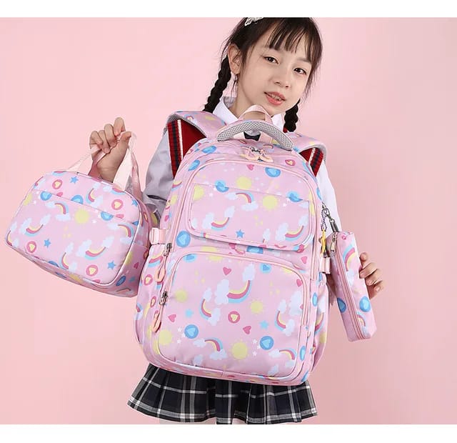 High quality, waterproof  backpack with insulated lunch box bag  and pencil/pen cas for school children