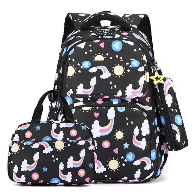 High quality, waterproof  backpack with insulated lunch box bag  and pencil/pen cas for school children