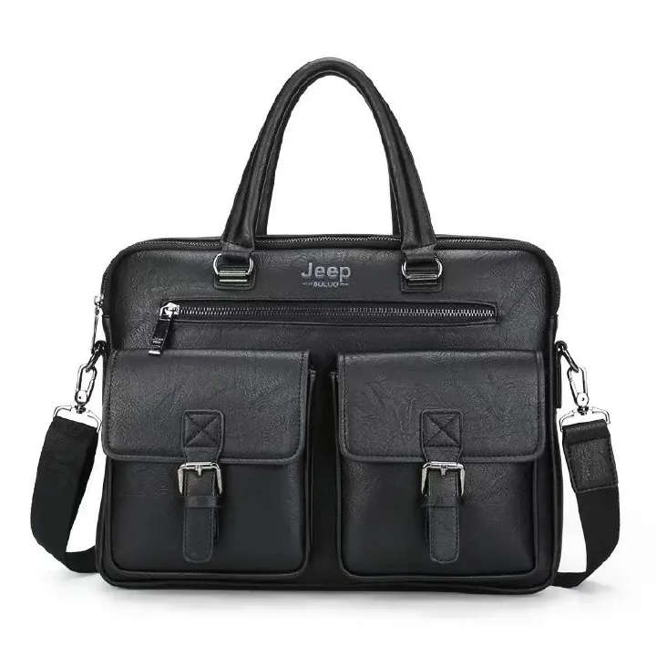 JEEP LEATHER BUSINESS EXECUTIVED BRIEFCASE MEN`S  OFFICE B AG WITH LAPTOP COMPARTMENT  FOR DAILY TRAVEL