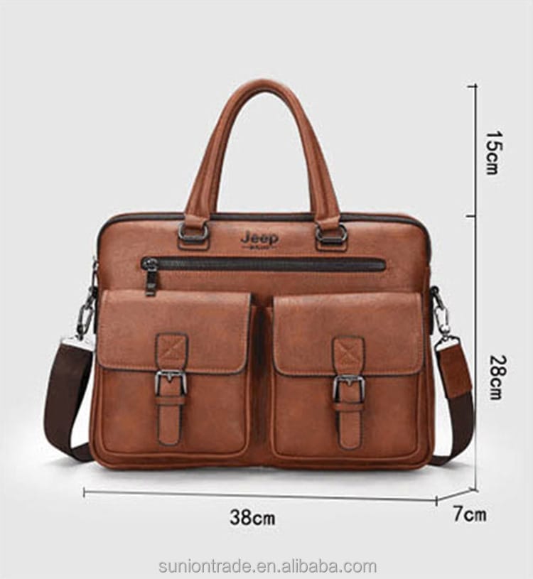 JEEP LEATHER BUSINESS EXECUTIVED BRIEFCASE MEN`S  OFFICE B AG WITH LAPTOP COMPARTMENT  FOR DAILY TRAVEL