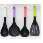 Slotted Serving Spoons With Colored Handles Non Stick 4 Pieces