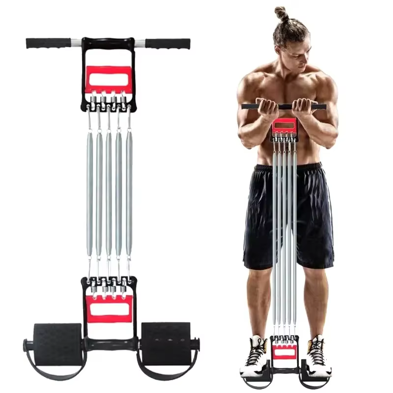 Chest Expander with 5 Adjustable Resistance Springs & Ergonomic Hand Grips ,chest pull with tummy trimmer Home Gym Fitness Equipment for Upper Body Strength Training, Muscle Building & Toning