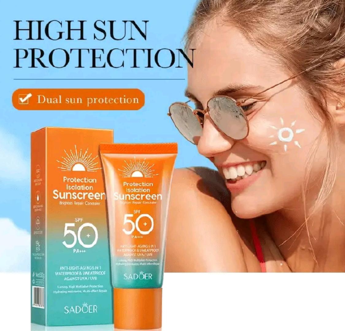 Sadoer Sunscreen SPF 50 PA +++, Brighten Repair Concealer, Protection Isolation Sunscreen , Moisturizing anti light ageing Sunscreen